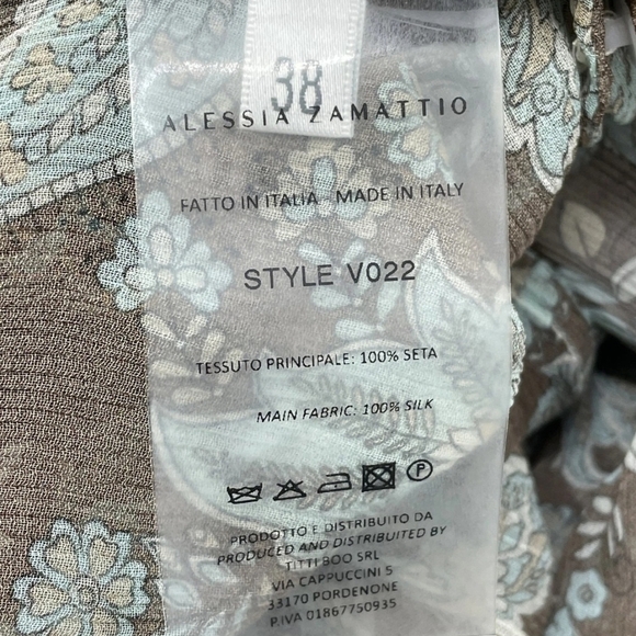 Alessia Zamattio Women's Calla Silk Maxi Dress Size 38 US 2 Brown Multi NWT - Picture 10 of 10